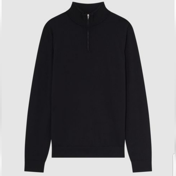 🖤BUY 2 GET 1 FREE  REISS BLACKHALL MERINO WOOL HALF ZIP FUNNEL NECK JUMPER - Picture 2 of 11